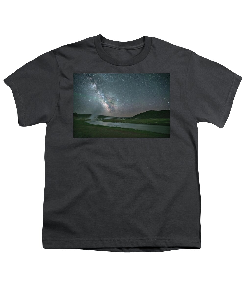 Firehole River Youth T-Shirt featuring the photograph Epic Milky Way in Yellowstone by Darrell DeRosia