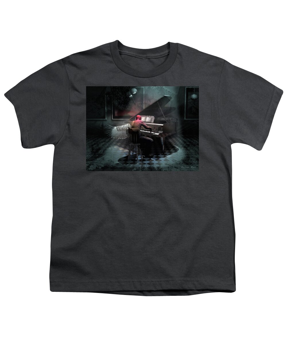Piano Youth T-Shirt featuring the digital art Escape Before Dawn by George Grie