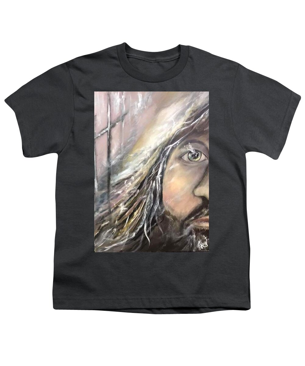 Christian Prophetic Jesus Youth T-Shirt featuring the painting Face to Face by Brenda Kay Deyo