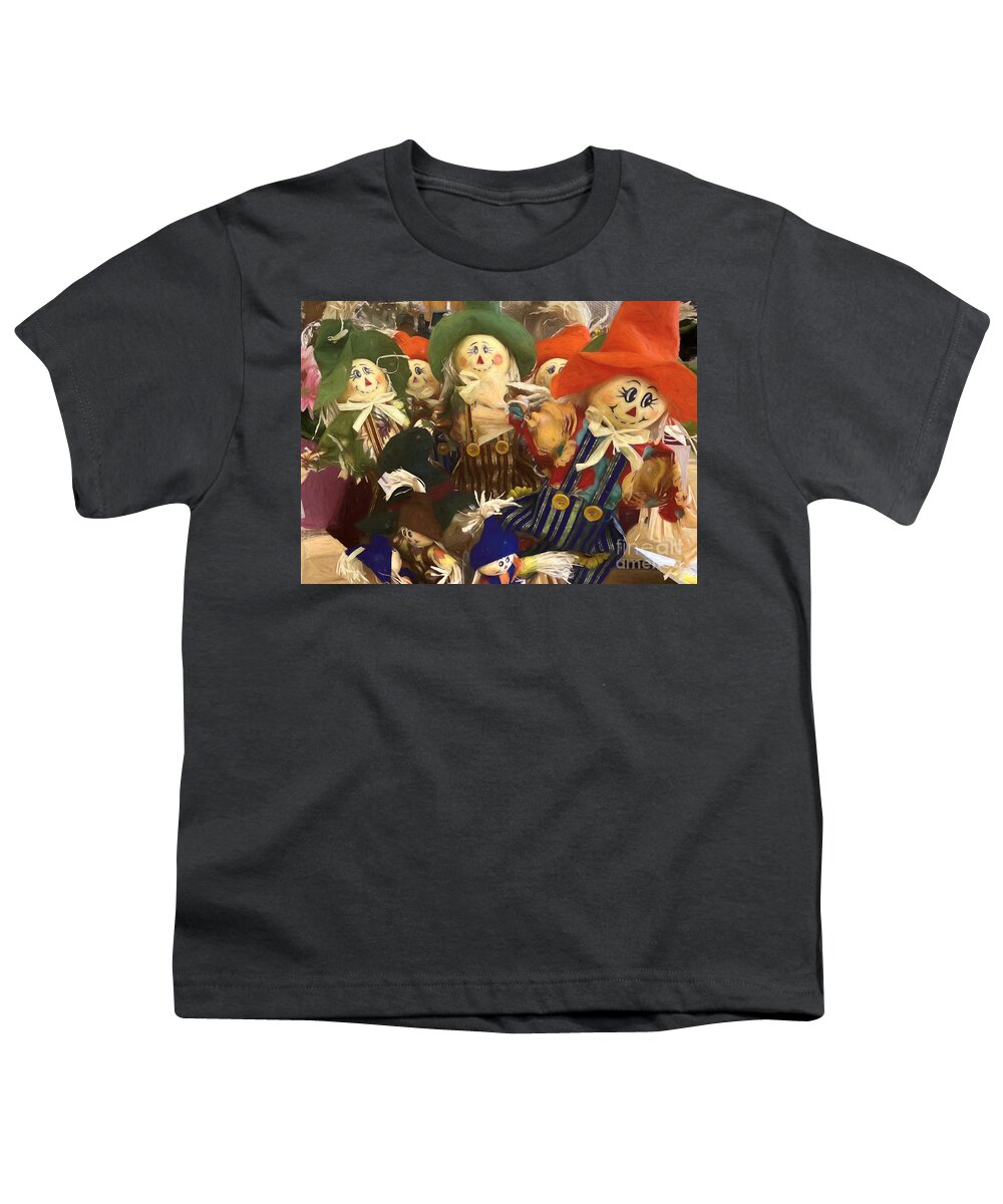 Fall Youth T-Shirt featuring the photograph Fall scarecrows by Janice Drew