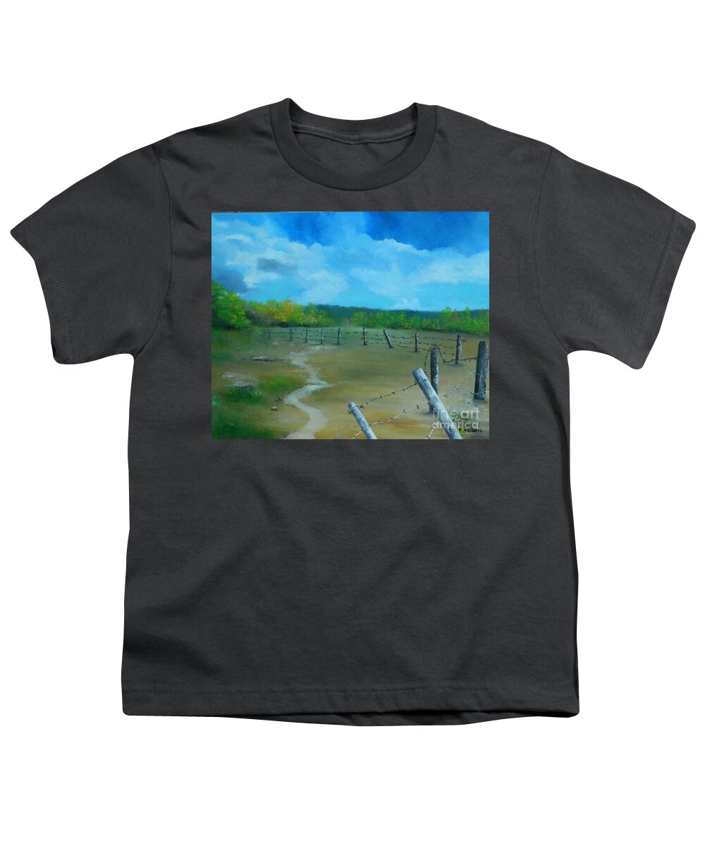 Tropical Painting Youth T-Shirt featuring the painting Feels like a Broken Fence?..Art Heals by Kenneth Harris