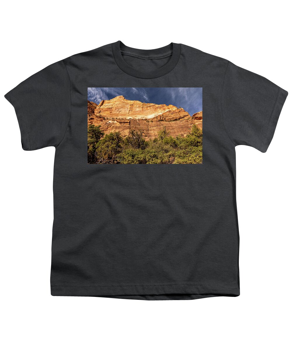 Zion Youth T-Shirt featuring the photograph Figured Cliff Face by Craig A Walker