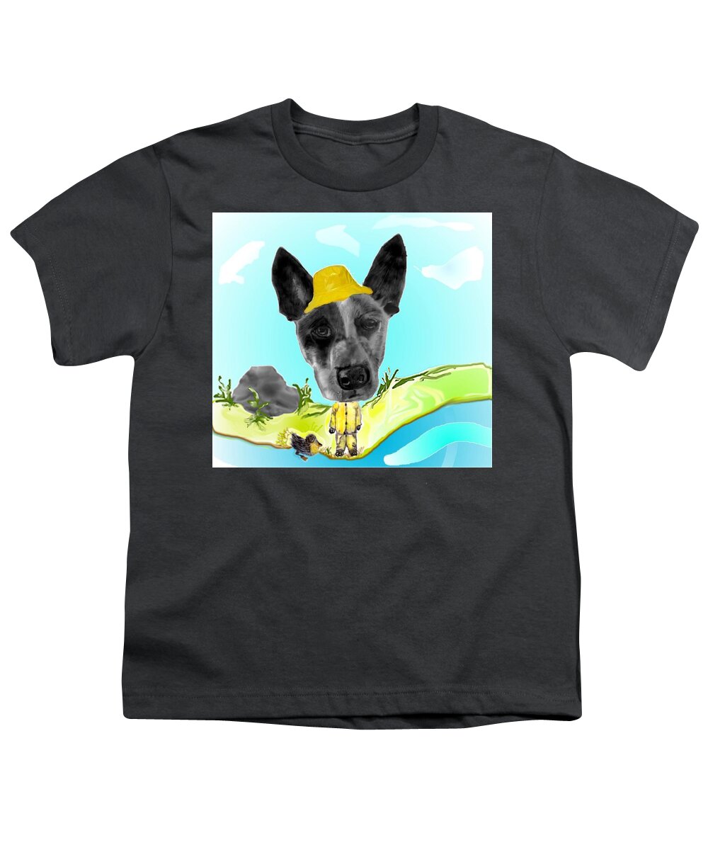 Cattle Dog Youth T-Shirt featuring the mixed media Fine feathered friend by Pamela Calhoun