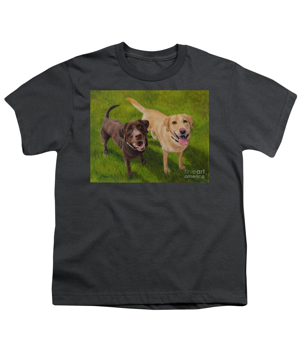 Dogs Youth T-Shirt featuring the painting Finn and Mille by Jeanette French