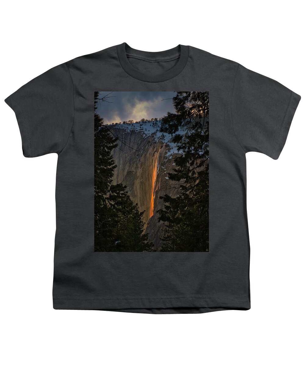 Landscape Youth T-Shirt featuring the photograph Fire Fall Between by Romeo Victor