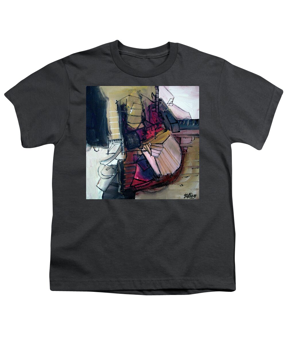 Abstract Youth T-Shirt featuring the painting Five Till Three by Jim Stallings