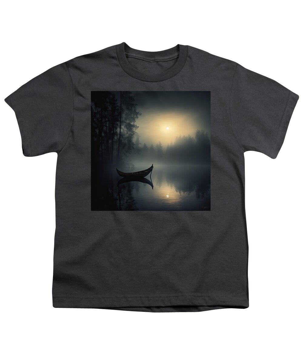 Mystery Art Youth T-Shirt featuring the digital art Foggy Stillness by Lourry Legarde