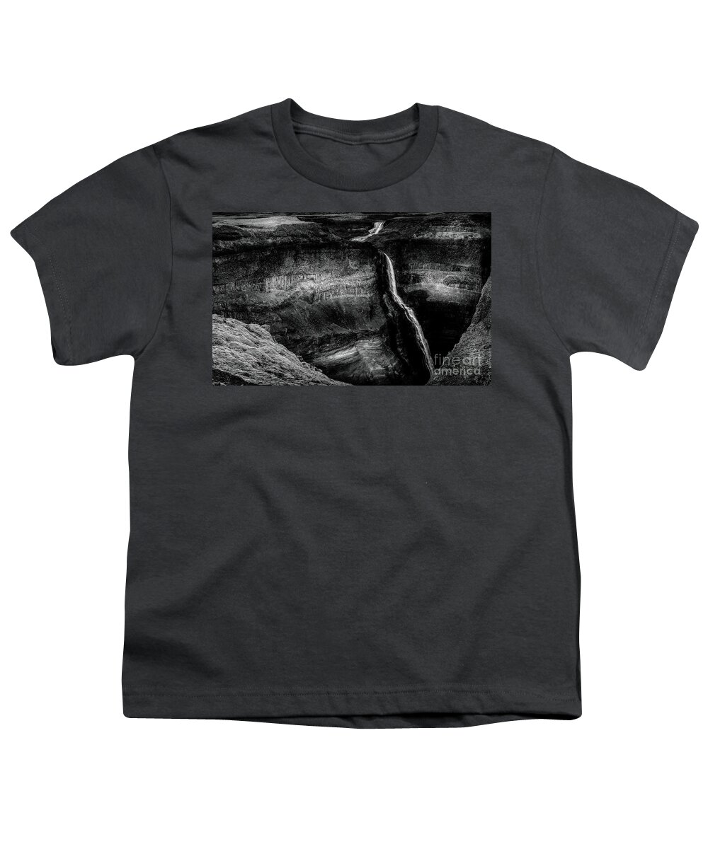 Haifoss Youth T-Shirt featuring the photograph Fossa River Waterfall Iceland by M G Whittingham
