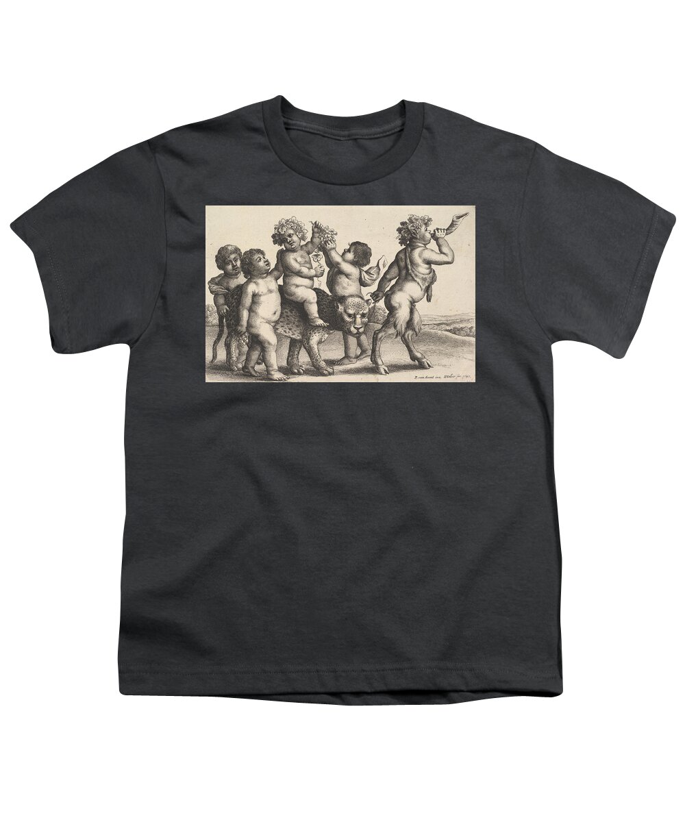 17th Century Artists Youth T-Shirt featuring the relief Four Boys, a Young Satyr, and a Leopard by Wenceslaus Hollar
