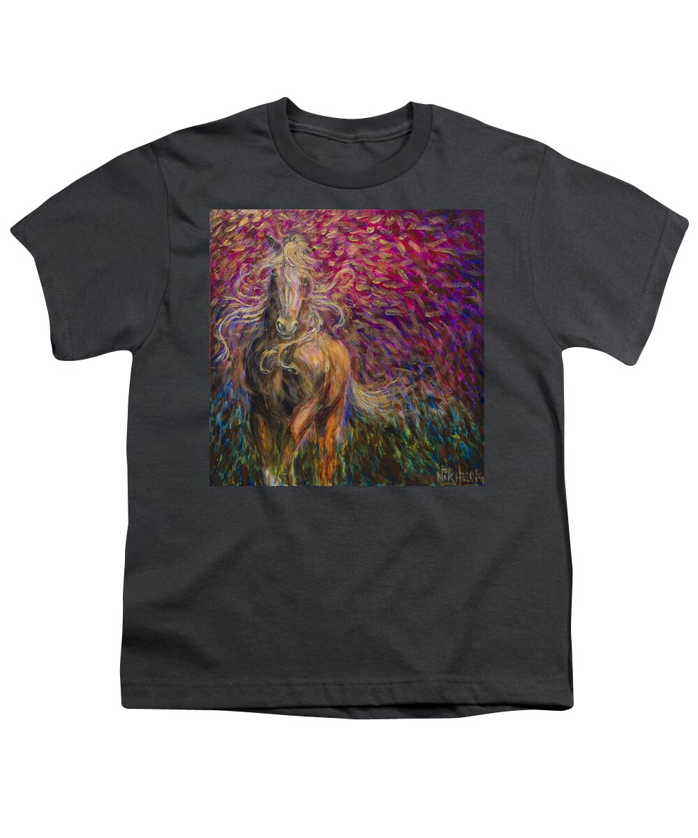 Horse Youth T-Shirt featuring the painting Freedom by Nik Helbig