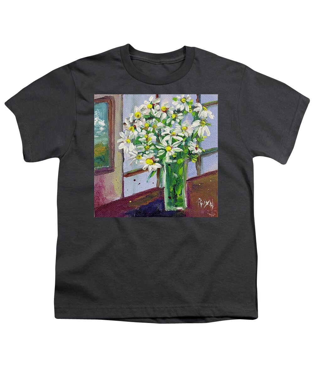Daisies Youth T-Shirt featuring the painting Fresh Daisies by Roxy Rich