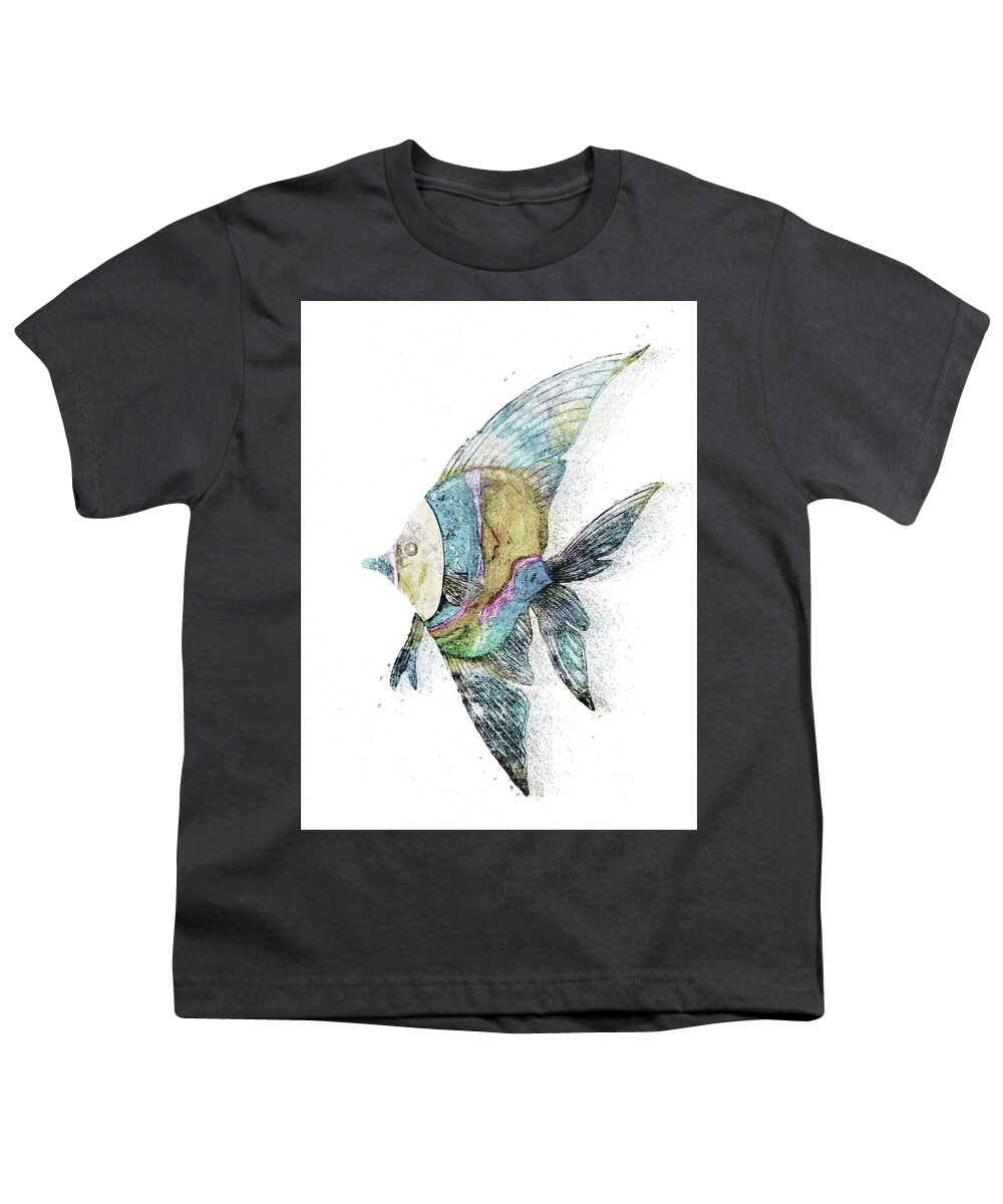 Angelfish Youth T-Shirt featuring the digital art Freshwater Angelfish by Pamela Williams