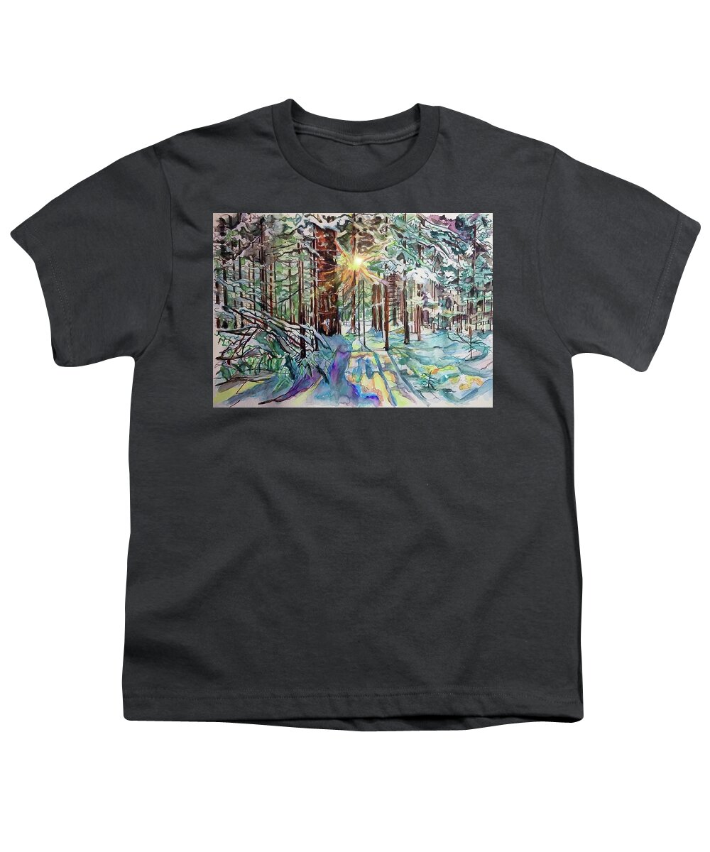 Landscape Youth T-Shirt featuring the painting Frosted Heart by Try Cheatham