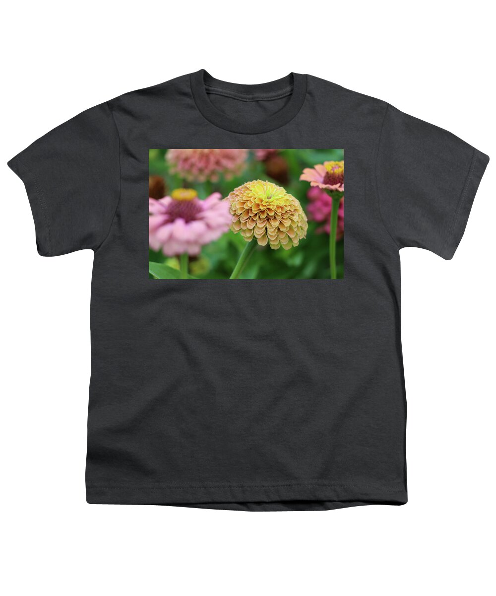 Garden Youth T-Shirt featuring the photograph Full Bloom Zinnia by Mary Anne Delgado