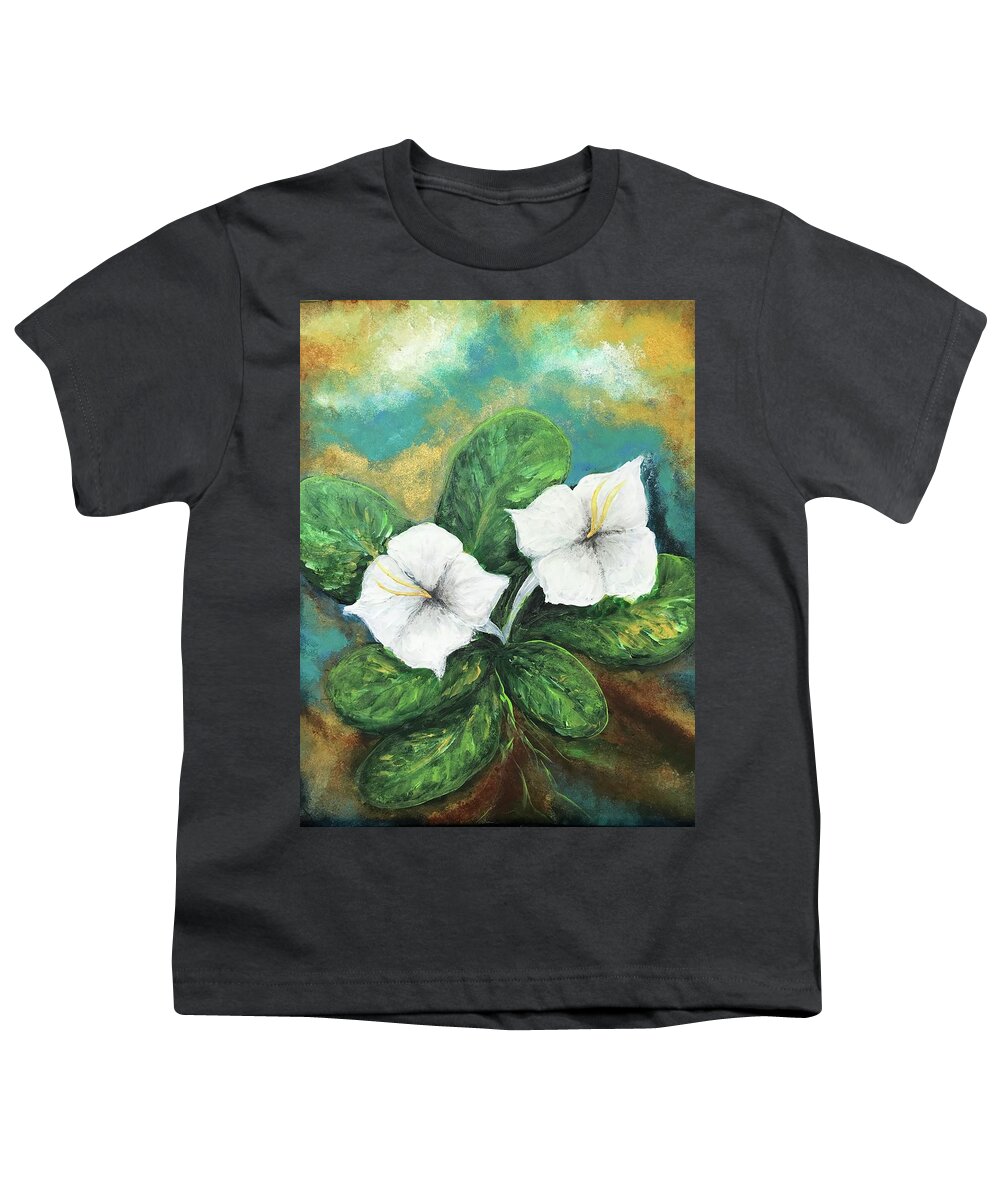 Gaosali Youth T-Shirt featuring the painting Gaosali Flower Guam by Michelle Pier