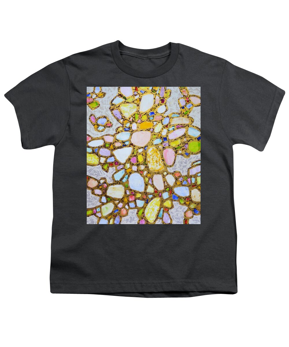 Stones Youth T-Shirt featuring the painting Gems in Gold 2. by Iryna Kastsova