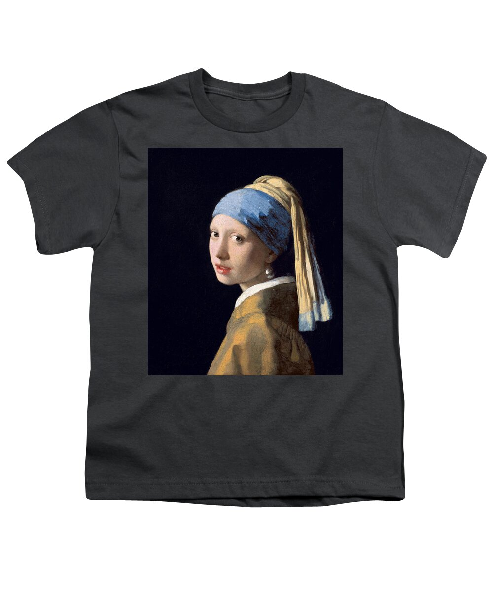 Jan Vermeer Youth T-Shirt featuring the painting Girl with a Pearl Earring, circa 1665 by Jan Vermeer