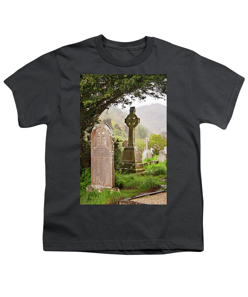 Ireland Youth T-Shirt featuring the photograph Glendalough Tombstones by Jill Love