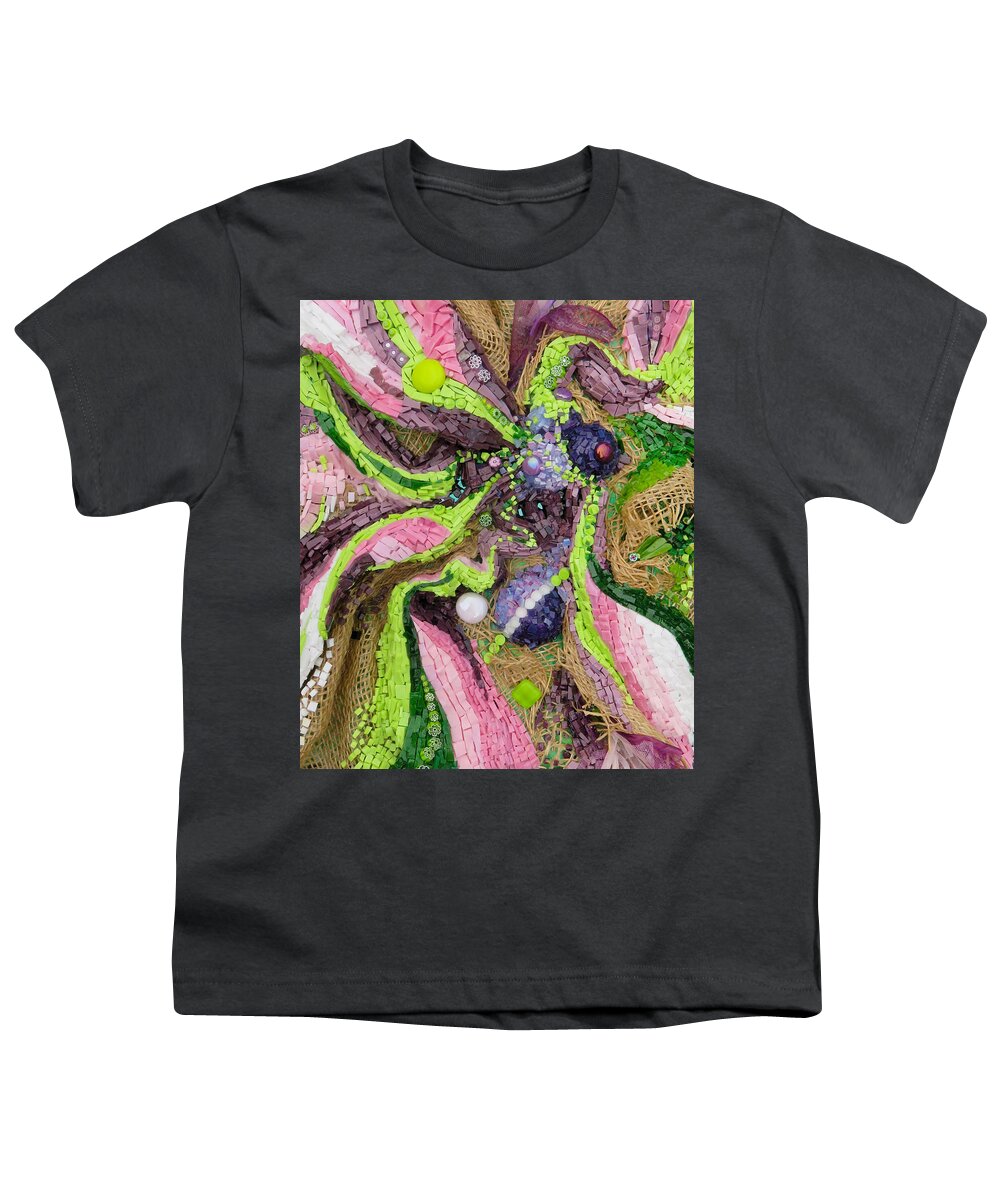 Mosaic Youth T-Shirt featuring the glass art Go with the flow mosaic by Adriana Zoon
