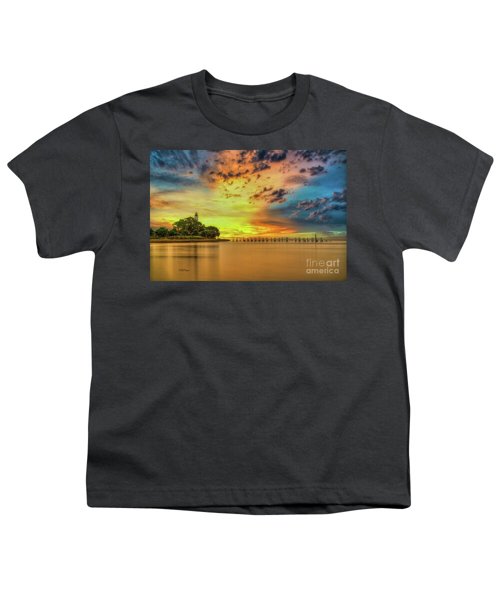 Lighthouses Youth T-Shirt featuring the photograph Golden Hour at the St. Marks Lighthouse by DB Hayes