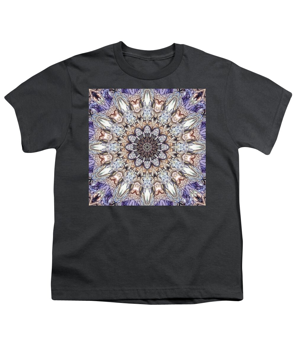 Mandala Youth T-Shirt featuring the digital art Golden Layers Abstract by Phil Perkins