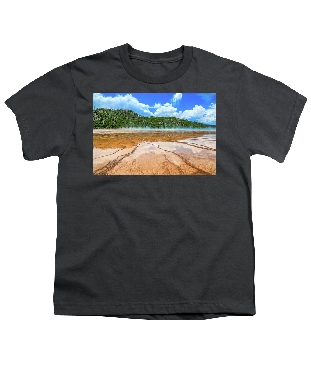 Grand Prismatic Spring Youth T-Shirt featuring the photograph Grand Prismatic Details by Dan Sproul