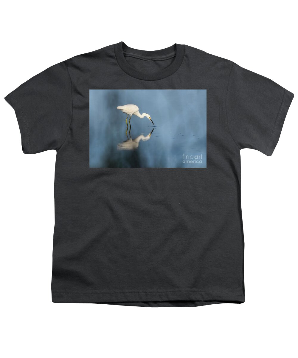 Egret Youth T-Shirt featuring the photograph Great White Egret in Flooded Louisiana Rice Field by Bonnie Barry