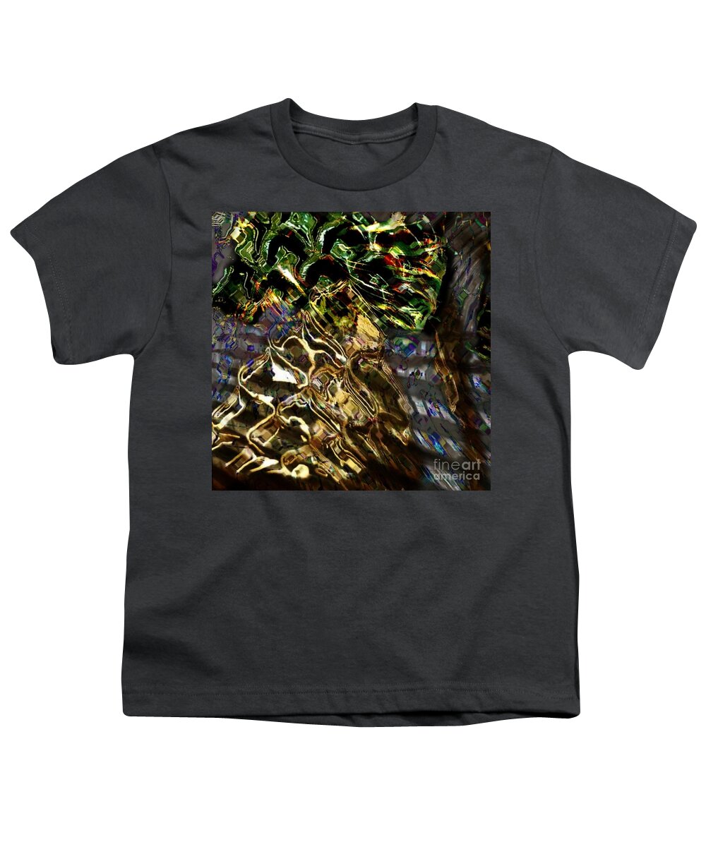 +green Youth T-Shirt featuring the digital art Green, Gold, Christmas, Bell, Tree, Nature by Scott S Baker