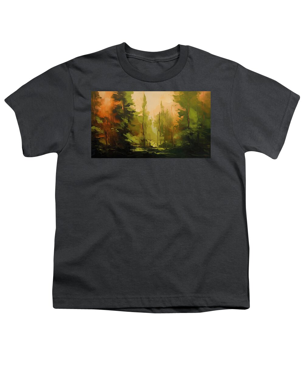 Green Youth T-Shirt featuring the painting Green Serenity - Green Abstract Art by Lourry Legarde