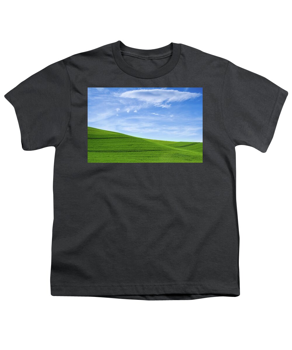 Palouse Youth T-Shirt featuring the photograph Greens and blues by Kunal Mehra