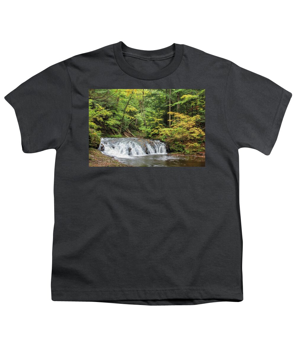 Greenstone Falls Youth T-Shirt featuring the photograph Painting of Greenstone Falls by Robert Carter