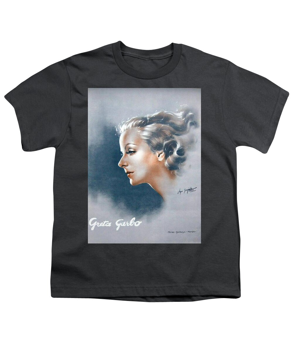 Bio Youth T-Shirt featuring the mixed media Greta Garbo - art by Sergio Gargiulo by Movie World Posters