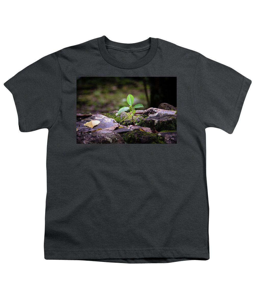 Green Youth T-Shirt featuring the photograph Growing in Rock by Craig A Walker