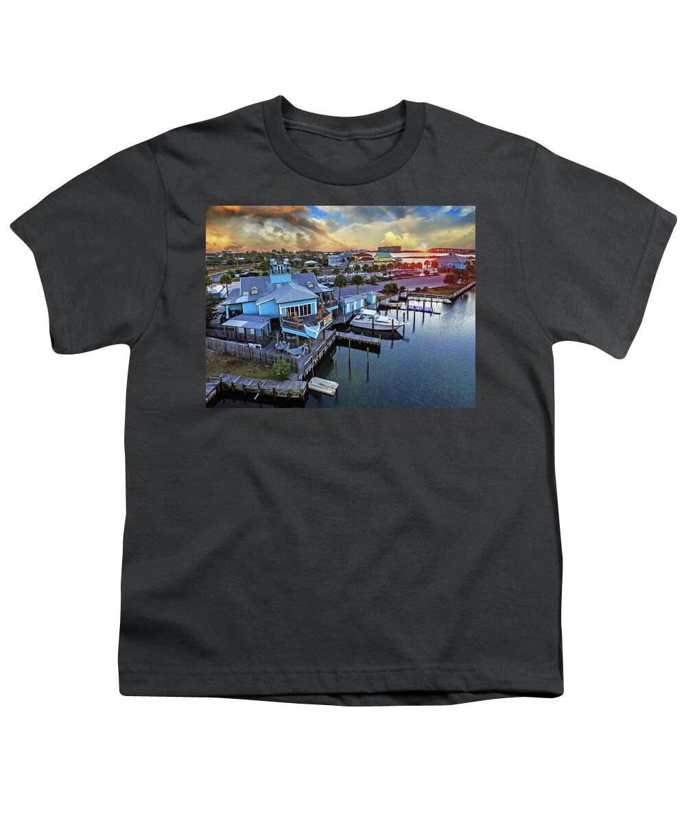Gulfcoast Youth T-Shirt featuring the photograph Happy Harbor DJI_0589 by Michael Thomas