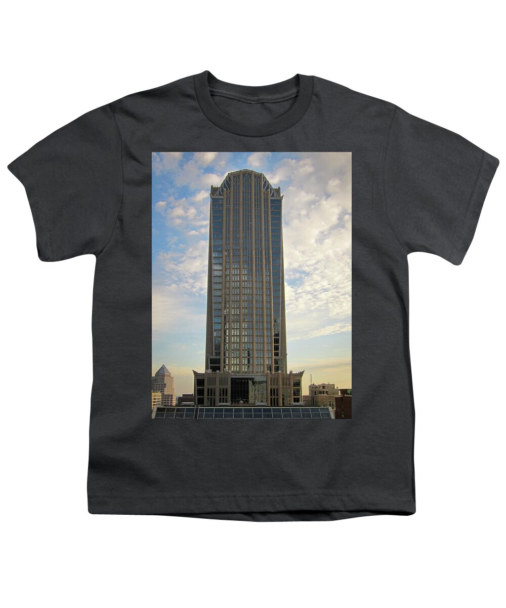Architecture Youth T-Shirt featuring the photograph Hearst Tower in Charlotte North Carolina by Mary Lee Dereske