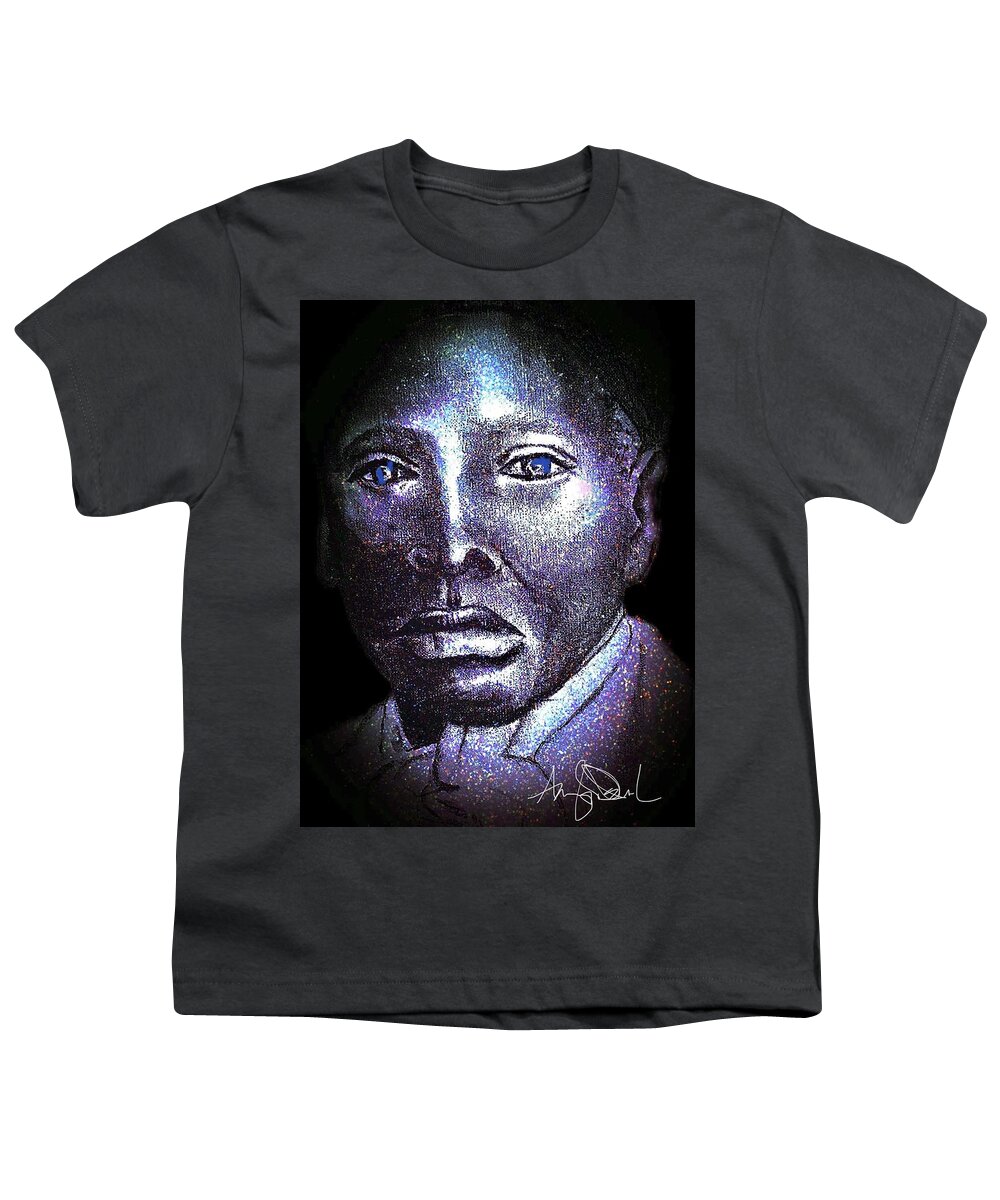  Youth T-Shirt featuring the mixed media HTubman by Angie ONeal