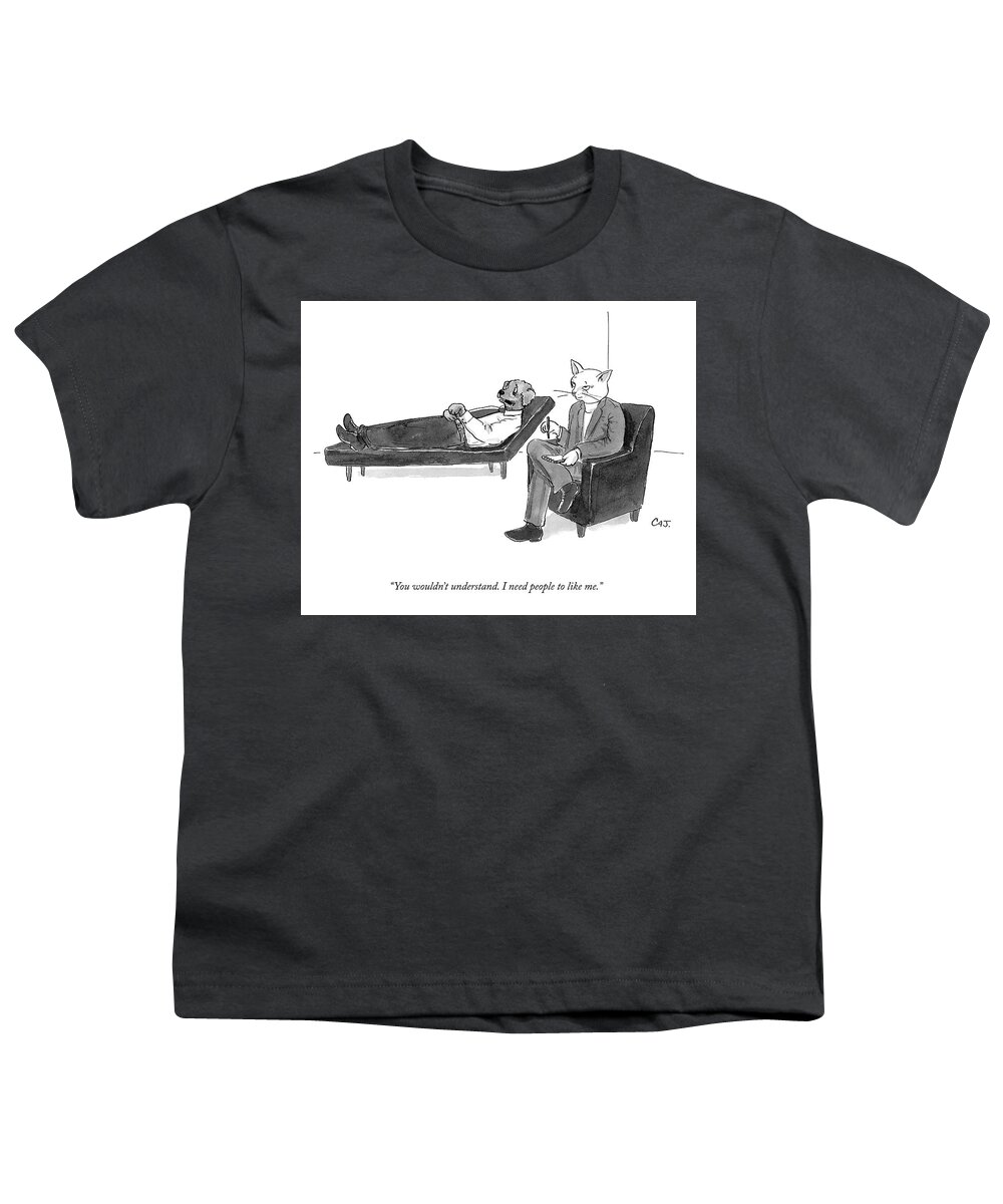 Cctk Youth T-Shirt featuring the drawing I Need People To Like Me by Carolita Johnson