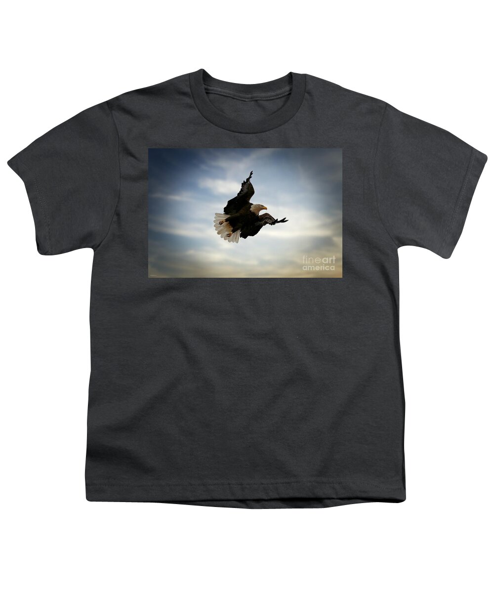 Eagles Youth T-Shirt featuring the photograph In Flight by Veronica Batterson
