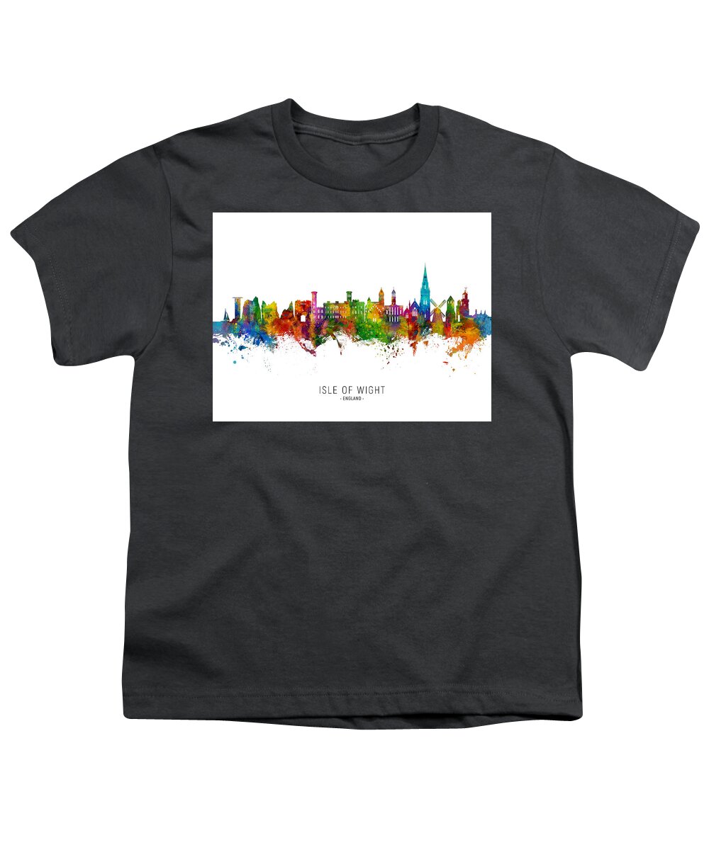 Isle Of Wight Youth T-Shirt featuring the digital art Isle of Wight England Skyline #64 by Michael Tompsett
