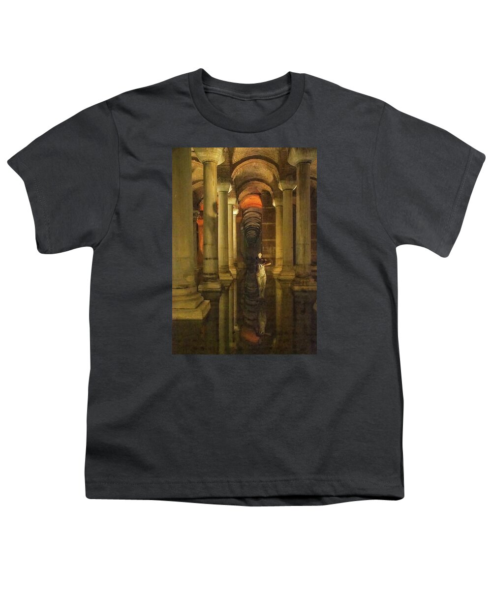Basilica Cistern Youth T-Shirt featuring the photograph Istanbul Basilica Cistern by Rebecca Herranen