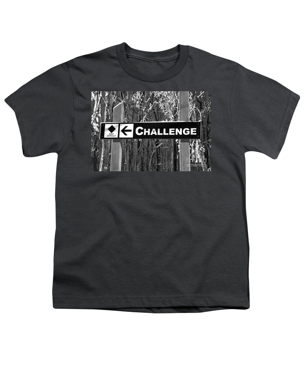 Jack Youth T-Shirt featuring the photograph Jack Frost Challenge Black Diamond Black And White by Adam Jewell