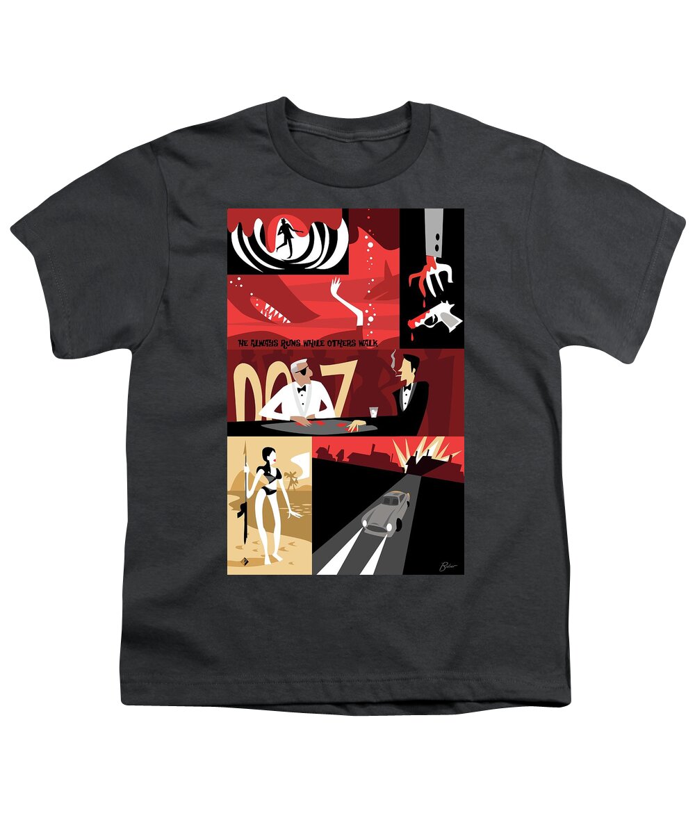 James Bond Youth T-Shirt featuring the digital art James Bond by Alan Bodner