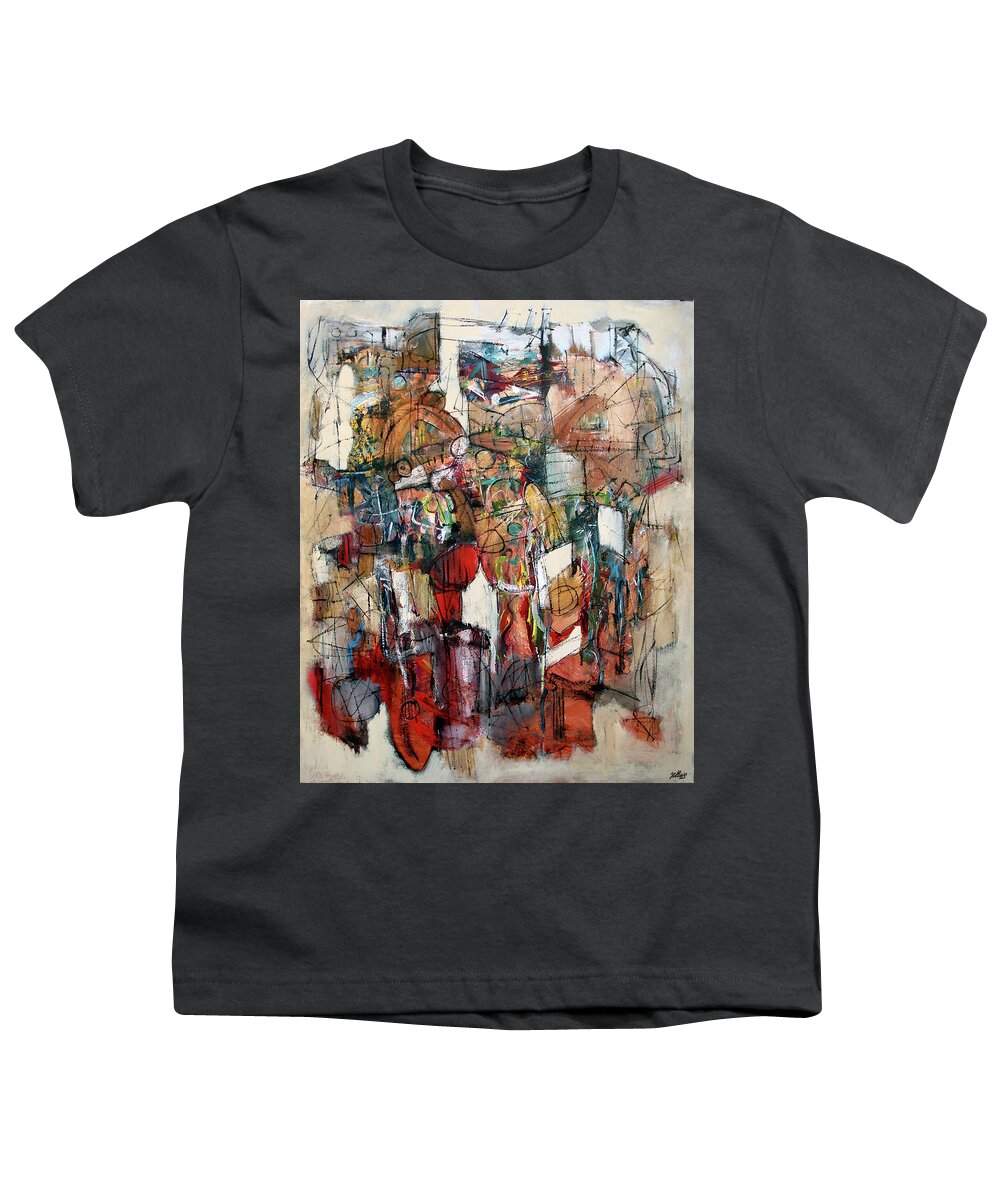 Music Youth T-Shirt featuring the painting Jazz Heat by Jim Stallings