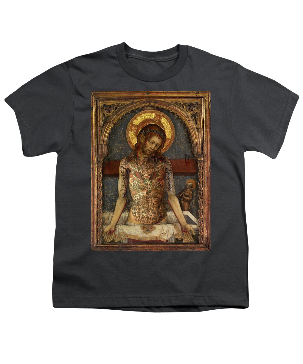 Jesus Christ Youth T-Shirt featuring the painting Jesus Tattoos by Tony Rubino