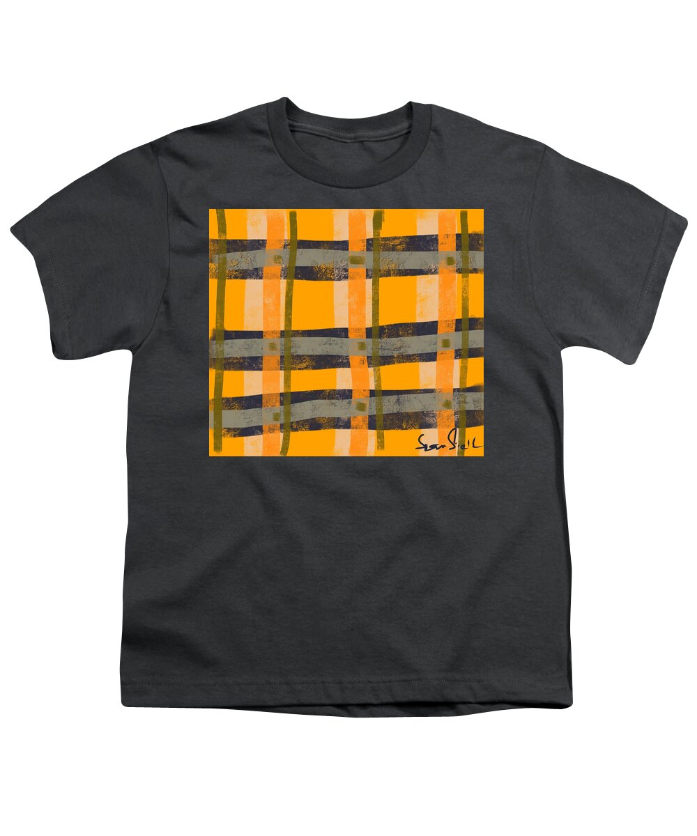 Orange Plaid Youth T-Shirt featuring the digital art Joined at the Fence by Susan Fielder