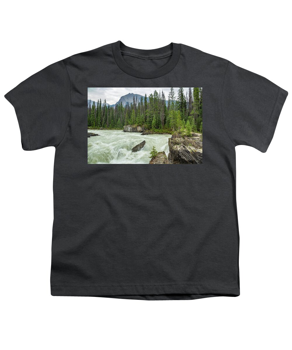 Canadian Rocky Mountains Youth T-Shirt featuring the photograph Kicking Horse River by Cindy Robinson