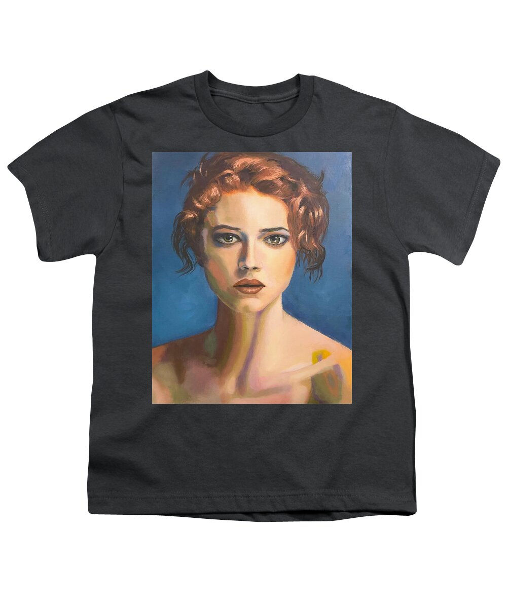 Red Hair Youth T-Shirt featuring the painting Lady with Red Hair by Candace Antonelli
