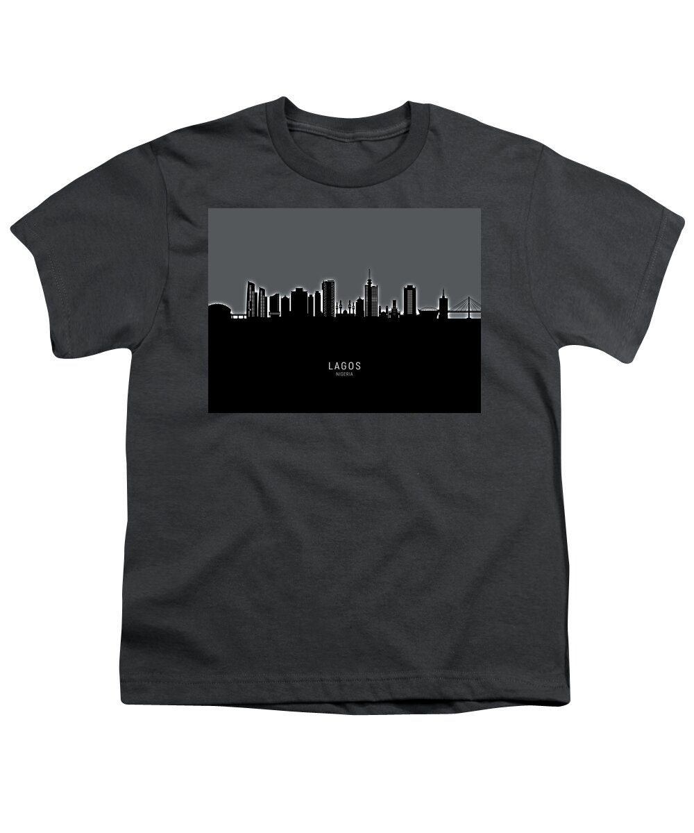 Lagos Youth T-Shirt featuring the digital art Lagos Nigeria Skyline #34 by Michael Tompsett