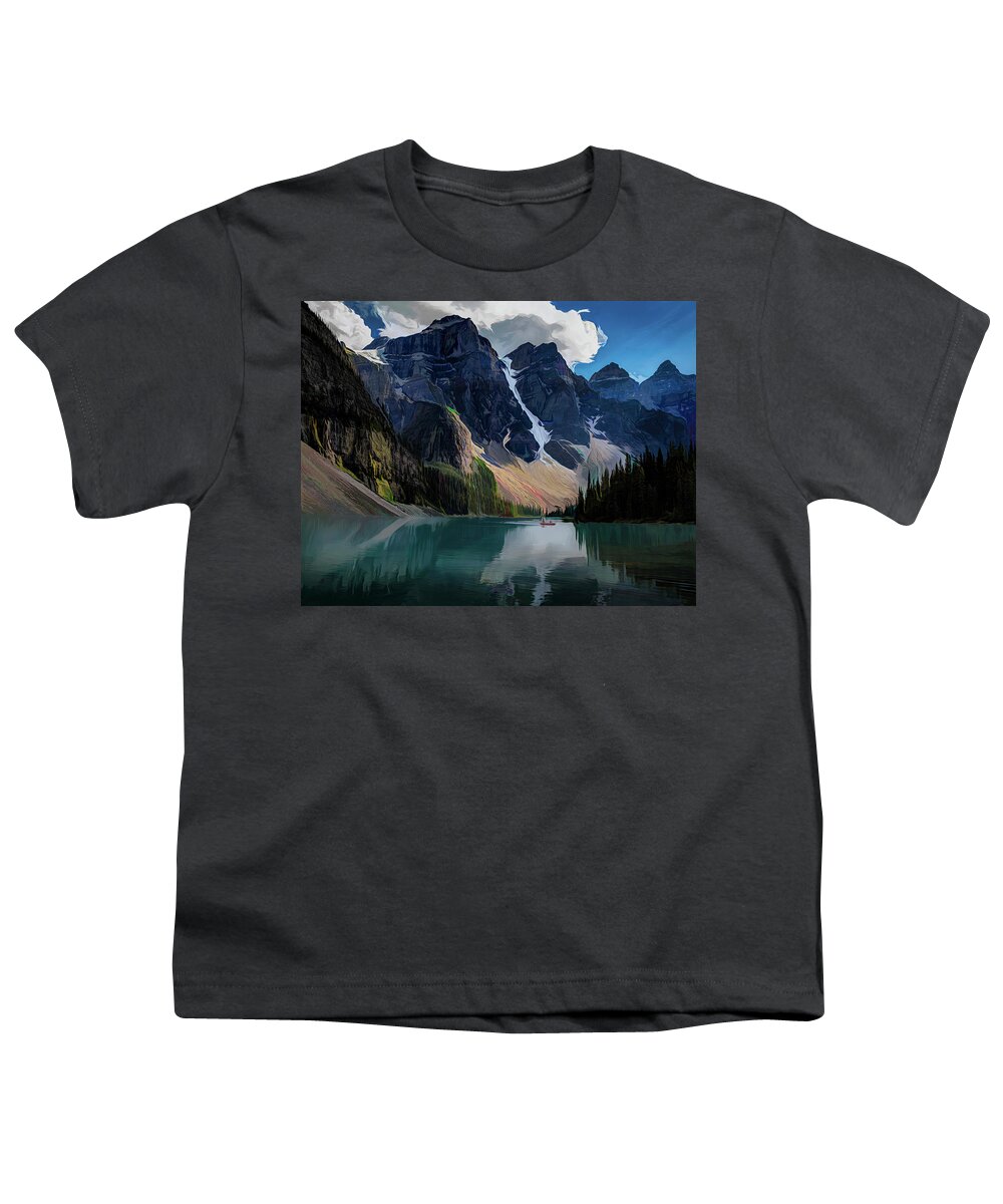 Landscape Youth T-Shirt featuring the digital art Lake Moraine by Bruce Bonnett