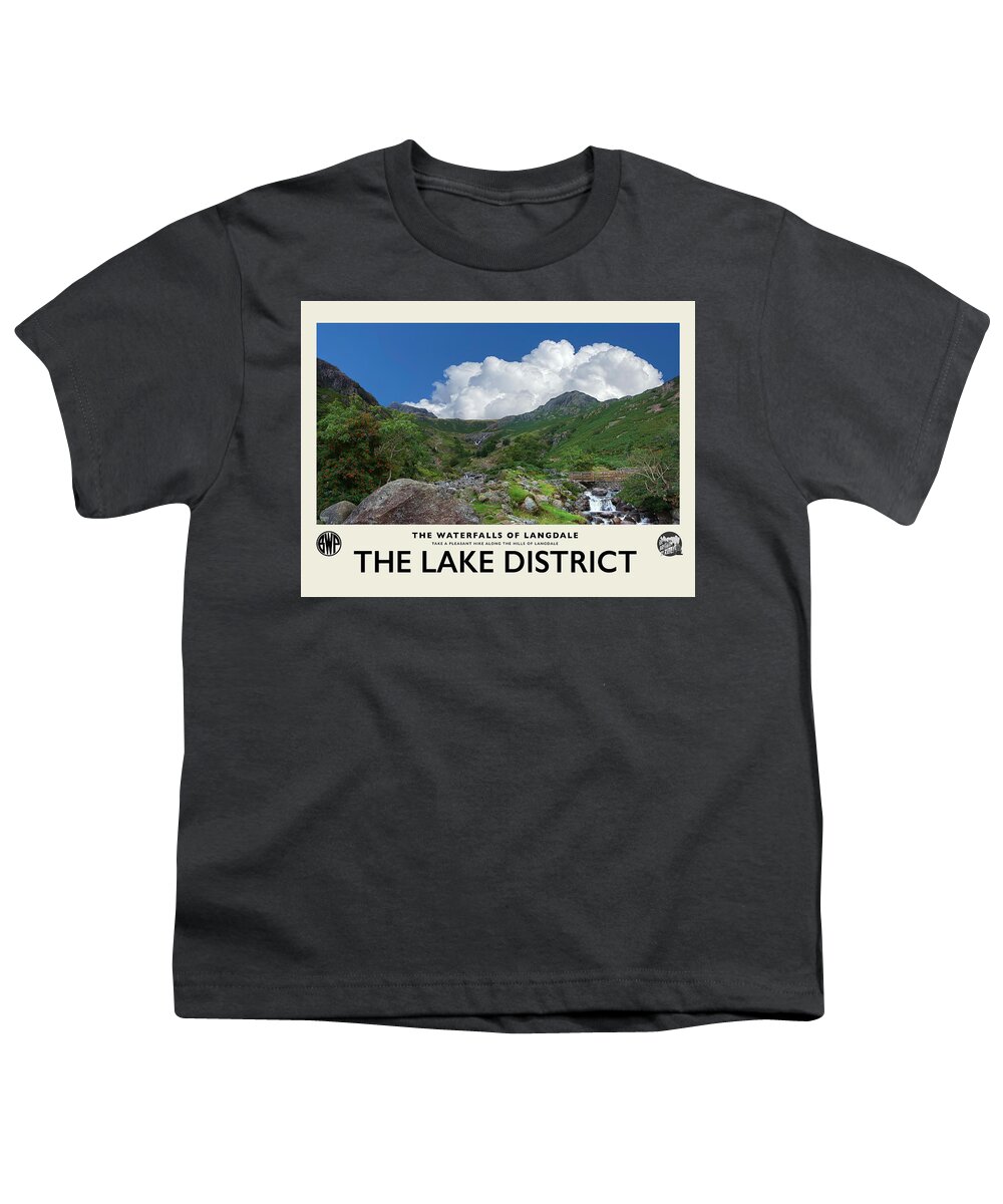 Lake District Youth T-Shirt featuring the photograph Langdale Waterfalls No3 Cream Railway Poster by Brian Watt